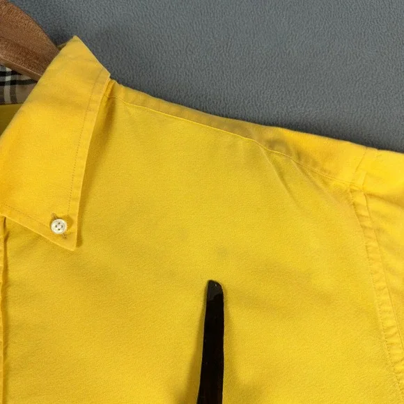 Burberry Shirt Mens XL Yellow Nova Check Flip Cuff Quiet Luxury Designer - Picture 2 of 9